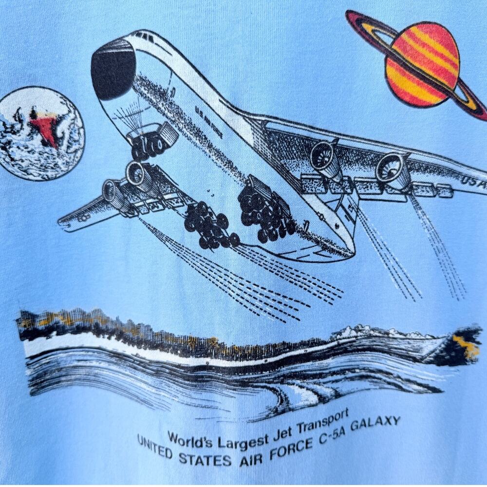 Screen Stars Best C-5 Galaxy Single Stitch T Shirt Mens XL Blue USA Made Vintage - Picture 4 of 6